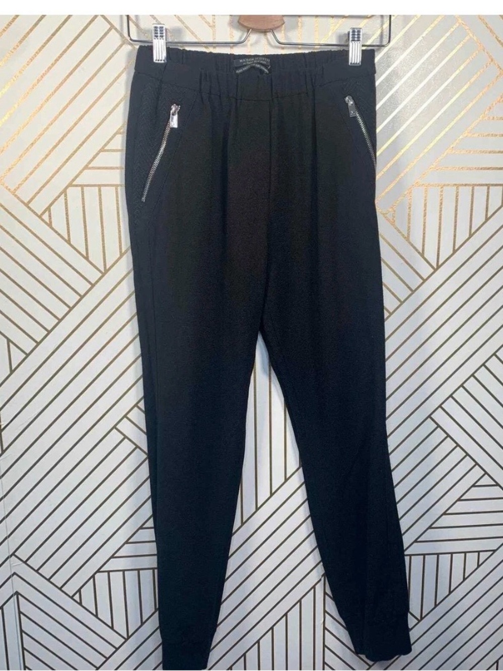 Scotch & Soda Black Elastic Waist Jogger with Zip Pockets 0514